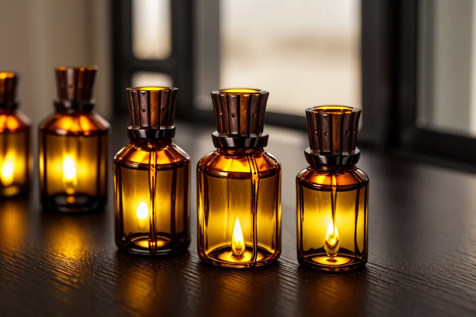 Frascos de aceites esenciales y fragancias para aromatizar velas de soja de forma artesanal