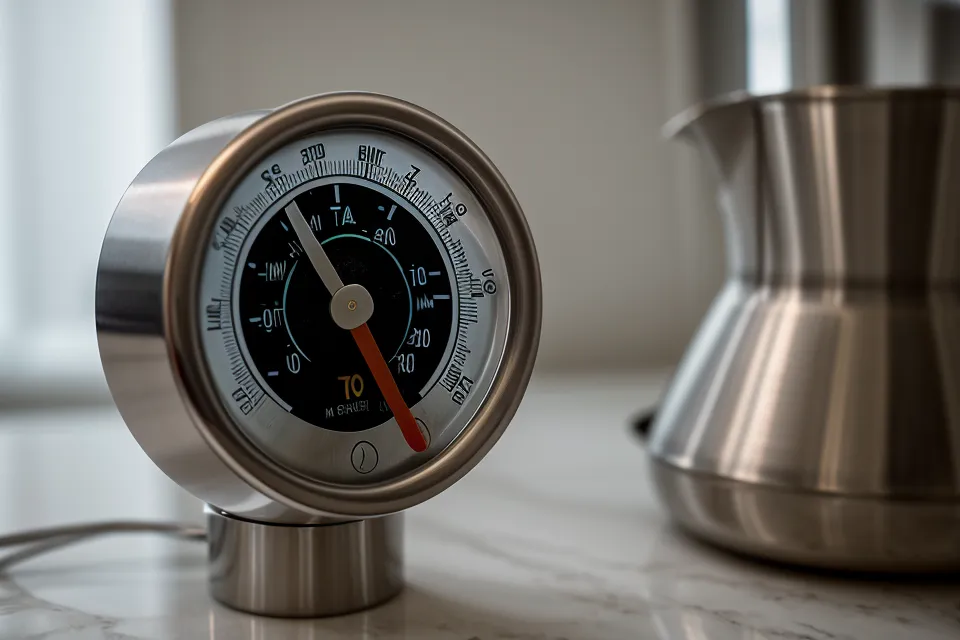 Termómetro digital usado para controlar la temperatura al hacer velas de soja aromáticas