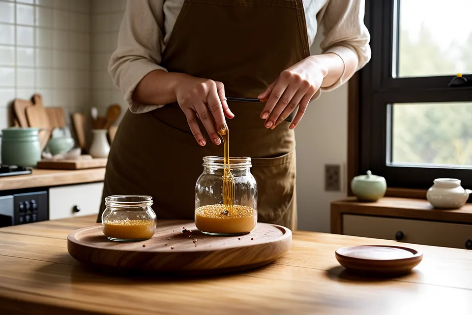 Diferentes tipos de cera para velas artesanales sobre una mesa de madera